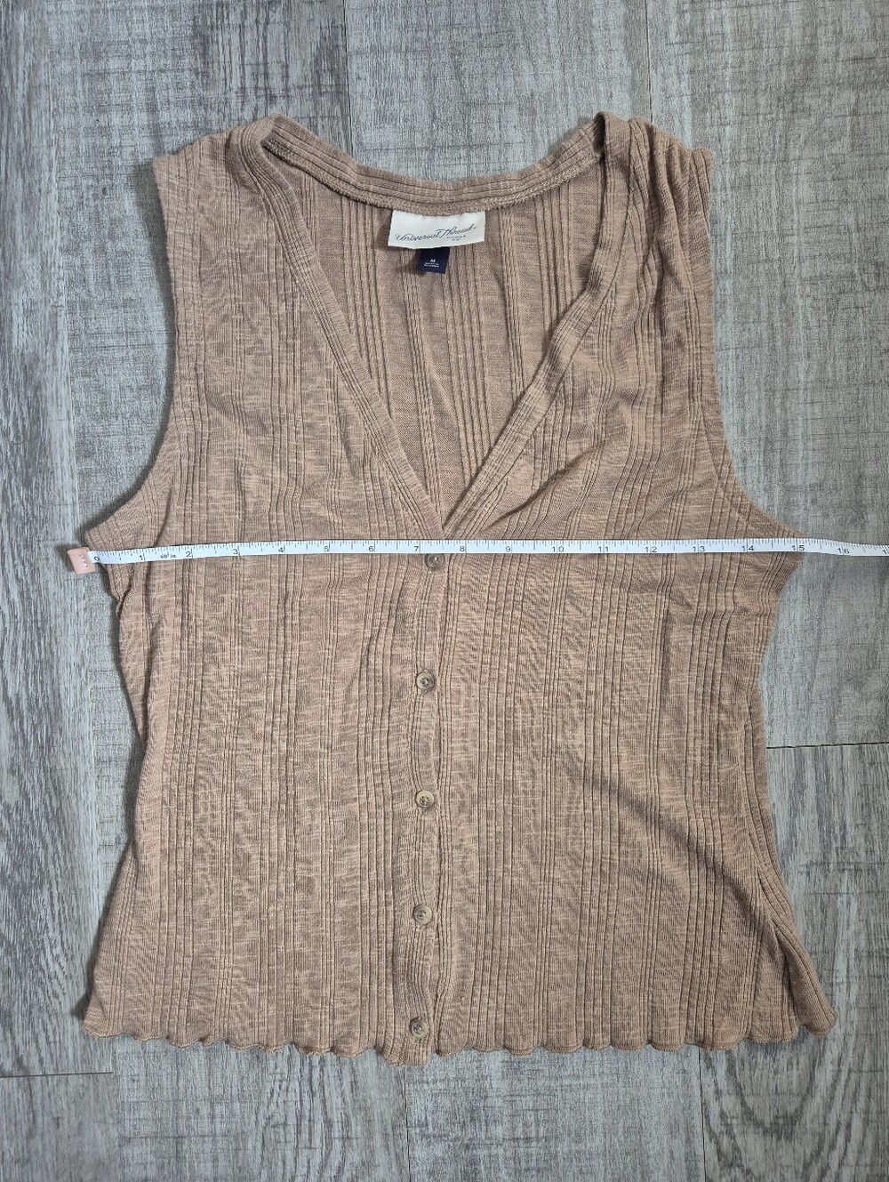 Universal Thread Sleeveless Ribbed Button-Front Top in Taupe - Picture 7 of 8